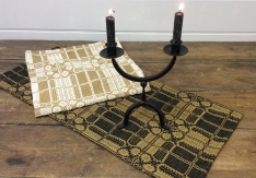 YORKTOWN WEAVE TWIN BED COVER BLACK/MUSTARD 78"X96"